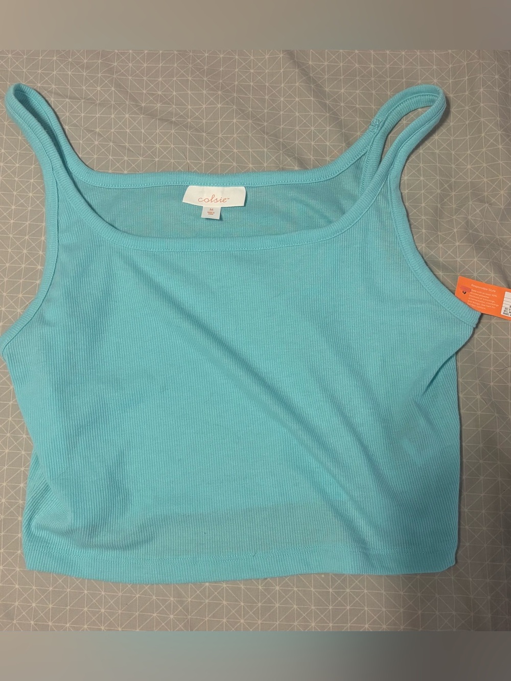 Colsie Aqua Ribbed Crop Tank Top